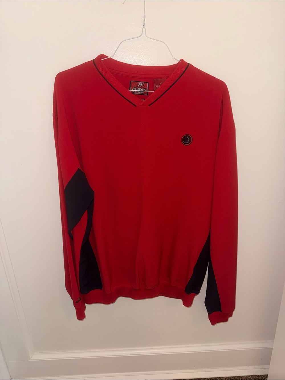 Men's Pinehurst Gold Red V-Neck Sweater with Black Accents